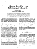 Cover page: Bringing Some Clarity to Role Ambiguity Research