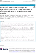 Cover page: Commonly used genomic arrays may lose information due to imperfect coverage of discovered variants for autism spectrum disorder.