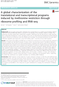 Cover page: A global characterization of the translational and transcriptional programs induced by methionine restriction through ribosome profiling and RNA-seq