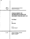 Cover page: Studies of Concrete for San Onofre Nuclear Power Plant Containment Structures, Units 2 and 3, Final Report