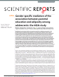 Cover page: Gender-specific mediators of the association between parental education and adiposity among adolescents: the HEIA study