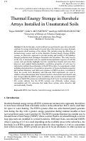 Cover page: Thermal Energy Storage in Borehole Arrays Installed in Unsaturated Soils
