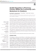 Cover page: Health Disparities in Pharmacy Practice Within the Community: Let's Brainstorm for Solutions.