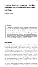 Cover page: Passing a Mandatory Inclusionary Housing Ordinance: Lessons from San Francisco and San Diego