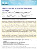 Cover page: Polygenic burden in focal and generalized epilepsies.