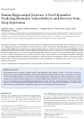 Cover page: Human Hippocampal Structure: A Novel Biomarker Predicting Mnemonic Vulnerability to, and Recovery from, Sleep Deprivation