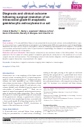 Cover page: Diagnosis and clinical outcome following surgical resection of an intracranial grade III anaplastic gemistocytic astrocytoma in a cat.