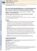 Cover page: Age- and gender-related differences in cortical geometry and microstructure: Improved sensitivity by regional analysis