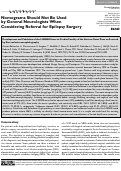 Cover page: Nomograms Should Not Be Used by General Neurologists When Considering Referral for Epilepsy Surgery