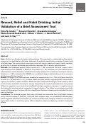 Cover page: Reward, Relief and Habit Drinking: Initial Validation of a Brief Assessment Tool.