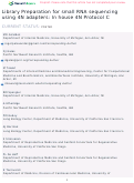 Cover page: Library Preparation for small RNA sequencing using 4N adapters: In house 4N Protocol C