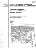 Cover page: Vapor-Liquid Equilibria for Binary Solutions of Arborescent and Linear Polystyrenes