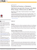 Cover page: Psychosocial Predictors of Metabolic Syndrome among Latino Groups in the Multi-Ethnic Study of Atherosclerosis (MESA)