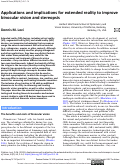 Cover page: Applications and implications for extended reality to improve binocular vision and stereopsis