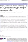 Cover page: Single-year change in views of democracy and society and support for political violence in the USA: findings from a 2023 nationally representative survey.