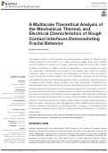 Cover page: A Multiscale Theoretical Analysis of the Mechanical, Thermal, and Electrical Characteristics of Rough Contact Interfaces Demonstrating Fractal Behavior