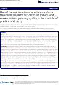 Cover page: Use Of The Evidence Base In Substance Abuse Treatment Programs for American Indians and Alaska Natives: Pursuing Quality in the Crucible Of Practice And Policy