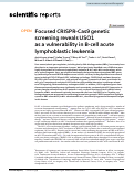 Cover page: Focused CRISPR-Cas9 genetic screening reveals USO1 as a vulnerability in B-cell acute lymphoblastic leukemia