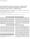 Cover page: Platelet Mapping by Thromboelastography and Whole Blood Aggregometry in Adult Patients Supported by Mechanical Circulatory Support Device on Aspirin Therapy.