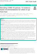 Cover page: Revisiting COVID-19 policies: 10 evidence-based recommendations for where to go from here.