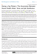 Cover page: Having a Say Matters: The Association Between Home Health Aides Voice and Job Satisfaction.