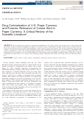 Cover page: Drug Contamination of U.S. Paper Currency and Forensic Relevance of Canine Alert to Paper Currency: A Critical Review of the Scientific Literature