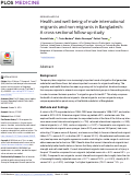 Cover page: Health and well-being of male international migrants and non-migrants in Bangladesh: A cross-sectional follow-up study