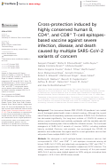 Cover page: Cross-protection induced by highly conserved human B, CD4+, and CD8+ T-cell epitopes-based vaccine against severe infection, disease, and death caused by multiple SARS-CoV-2 variants of concern.