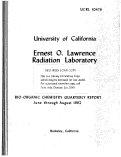 Cover page: BIO-ORGANIC CHEMISTRY QUARTERLY REPORT. June through August, 1962