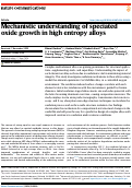 Cover page: Mechanistic understanding of speciated oxide growth in high entropy alloys