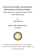 Cover page of Gap between Descriptive and Substantive Representation of Women in Politics: Study of Speeches for Comparative Analysis of Female Interest Representation