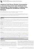 Cover page: Umbilical Cord Serum Ferritin Concentration is Inversely Associated with Umbilical Cord Hemoglobin in Neonates Born to Adolescents Carrying Singletons and Women Carrying Multiples