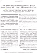 Cover page: Role of Air Pollution in the Development of Asthma Among Children with a History of Bronchiolitis in Infancy