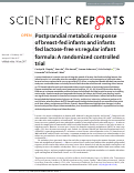 Cover page: Postprandial metabolic response of breast-fed infants and infants fed lactose-free vs regular infant formula: A randomized controlled trial