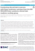 Cover page: Conducting clinical trials in persons with Down syndrome: summary from the NIH INCLUDE Down syndrome clinical trials readiness working group