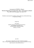 Cover page: Assessment of NHTSA’s Report “Relationships Between Fatality Risk, Mass, and Footprint in Model Year 2003-2010 Passenger Cars and LTVs”: