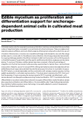 Cover page: Edible mycelium as proliferation and differentiation support for anchorage-dependent animal cells in cultivated meat production.
