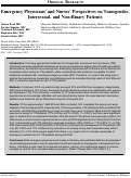 Cover page: Emergency Physicians’ and Nurses’ Perspectives on Transgender, Intersexual, and Non-Binary Patients