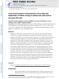 Cover page: Clinical and Cognitive Characteristics Associated with Mathematics Problem Solving in Adolescents with Autism Spectrum Disorder