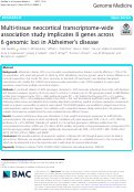 Cover page: Multi-tissue neocortical transcriptome-wide association study implicates 8 genes across 6 genomic loci in Alzheimers disease.