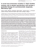 Cover page: A novel loss-of-function mutation in Npr2 clarifies primary role in female reproduction and reveals a potential therapy for acromesomelic dysplasia, Maroteaux type