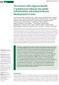 Cover page: The human milk oligosaccharide 3′sialyllactose reduces low-grade inflammation and atherosclerosis development in mice