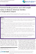 Cover page: Parental feeding practices and child weight status in Mexican American families: a longitudinal analysis