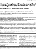 Cover page: Current Perceptions of Diversity Among Head Team Physicians and Head Athletic Trainers: Results Across US Professional Sports Leagues