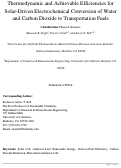 Cover page: Thermodynamic and achievable efficiencies for solar-driven electrochemical reduction of carbon dioxide to transportation fuels