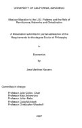 Cover page: Mexican migration to the U.S : patterns and the role of remittances, networks and globalization