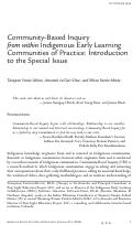 Cover page: Community-Based Inquiry from within Indigenous Early Learning Communities of Practice: Introduction to the Special Issue