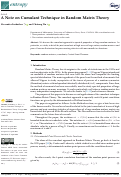 Cover page: A Note on Cumulant Technique in Random Matrix Theory