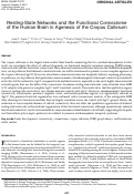 Cover page: Resting-State Networks and the Functional Connectome of the Human Brain in Agenesis of the Corpus Callosum