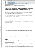 Cover page: Structural and Interpersonal Benefits and Risks of Participation in HIV Research: Perspectives of Female Sex Workers in Guatemala